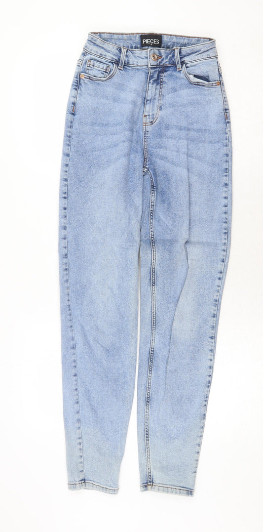 Pieces Womens Blue Cotton Skinny Jeans Size XS Regular Zip