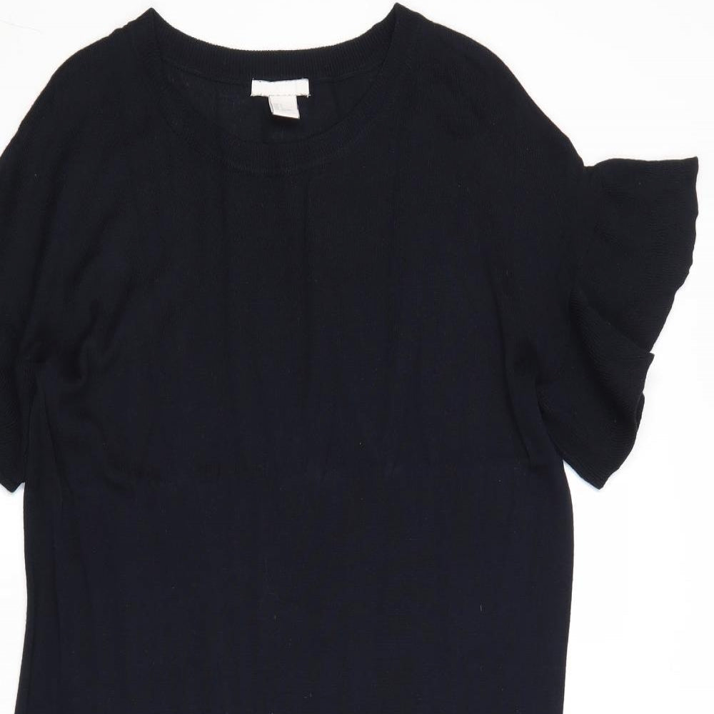 H&M Womens Blue Acrylic T-Shirt Dress Size S Round Neck Pullover