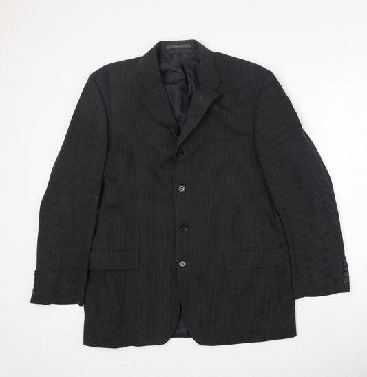 Jonathan Adams Mens Grey Striped Viscose Jacket Suit Jacket Size 42 Regular