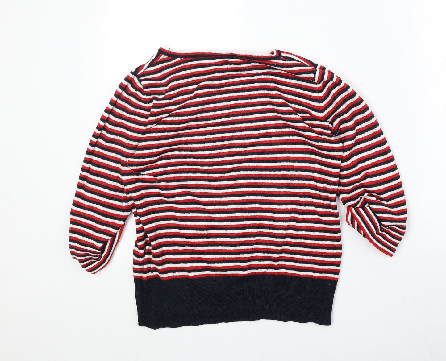 POP Womens Multicoloured Boat Neck Striped Acrylic Pullover Jumper Size S