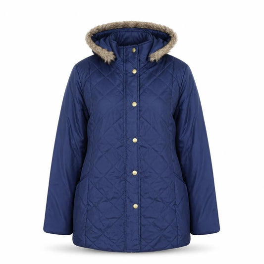 Anne De Lancay Womens Blue Quilted Jacket Size M Snap