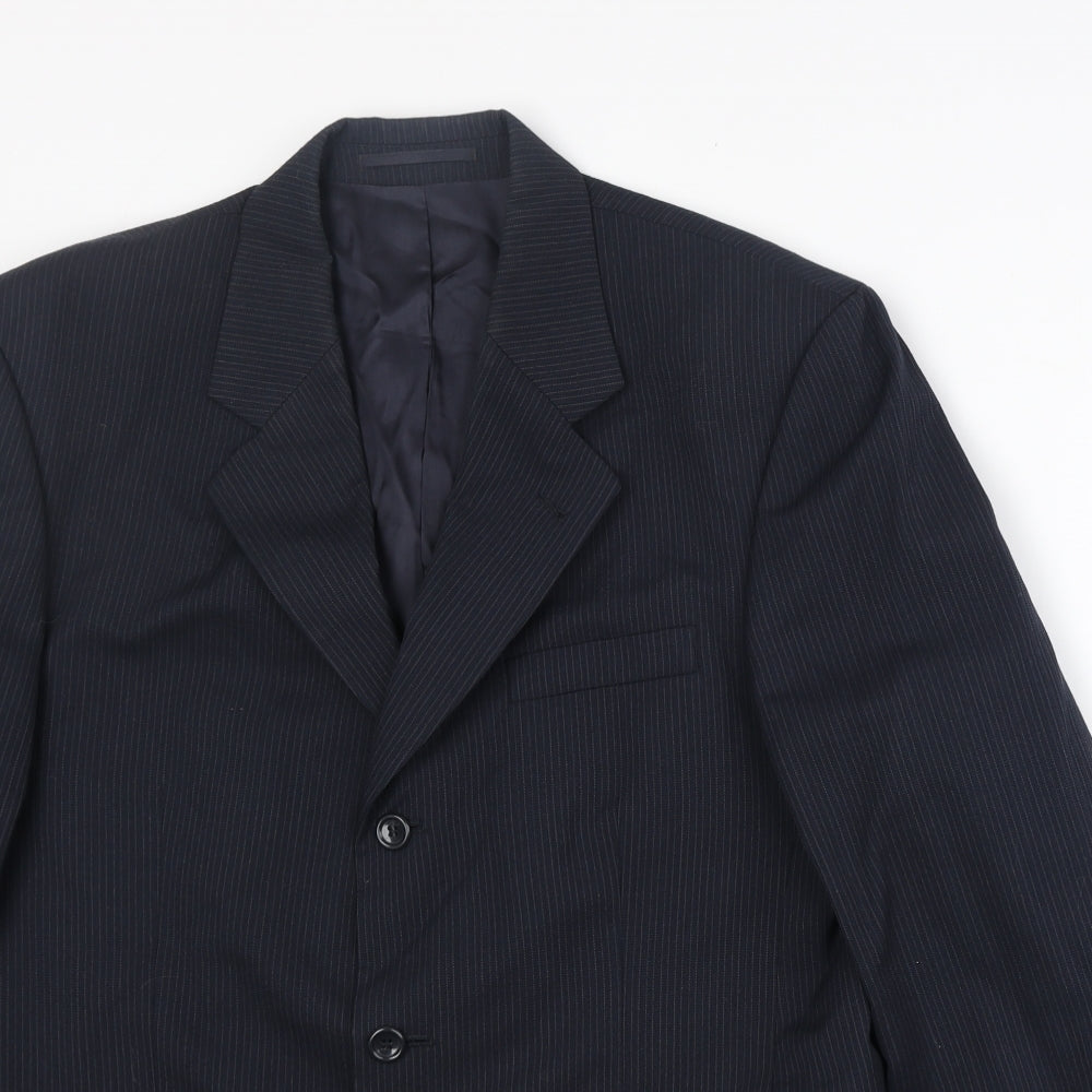 Hadleigh & Taylor Mens Blue Striped Wool Jacket Suit Jacket Size 40 Regular