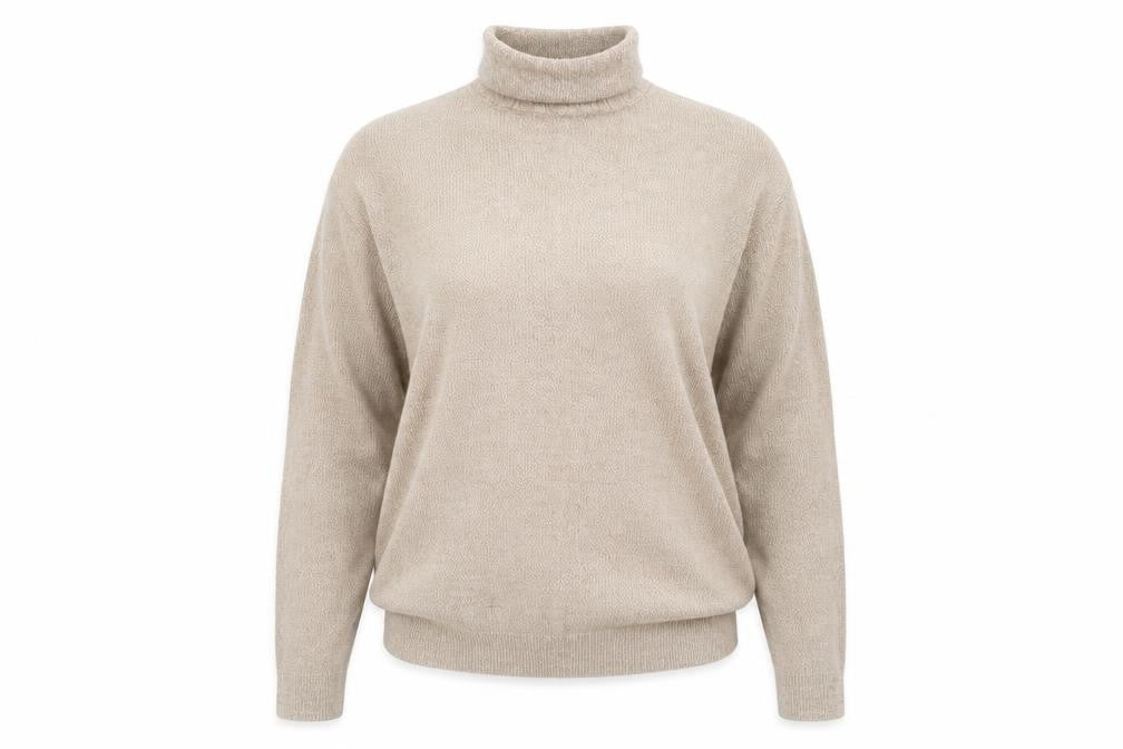 Richard Chang Womens Beige Roll Neck Acrylic Pullover Jumper Size M