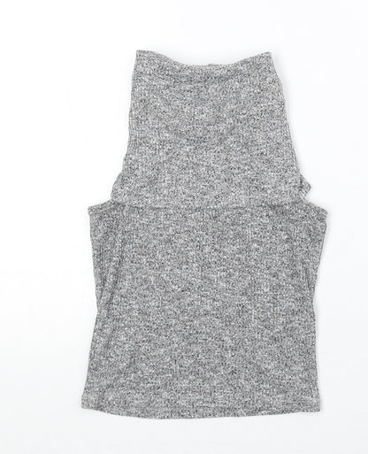River Island Womens Green Geometric Polyester Basic Tank Size 10 Roll Neck