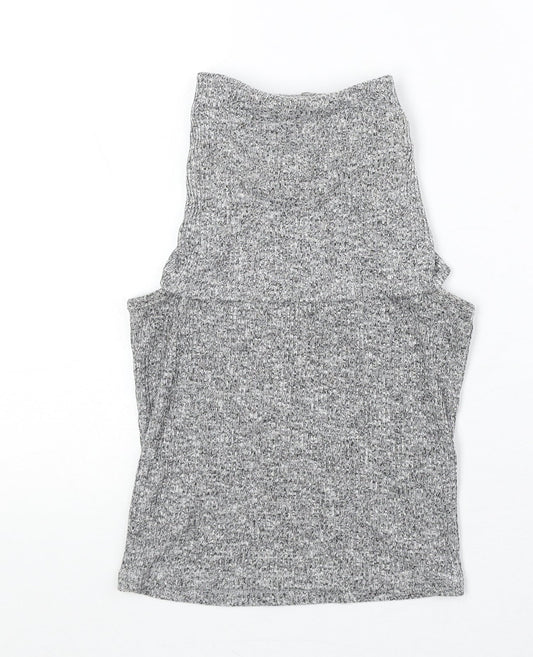 River Island Womens Green Geometric Polyester Basic Tank Size 10 Roll Neck