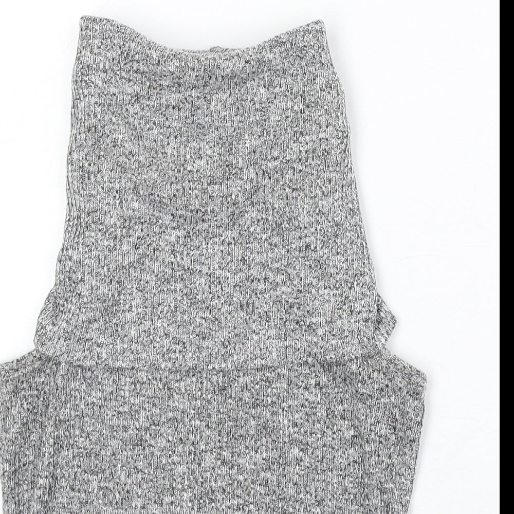 River Island Womens Green Geometric Polyester Basic Tank Size 10 Roll Neck