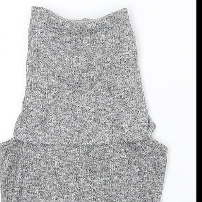 River Island Womens Green Geometric Polyester Basic Tank Size 10 Roll Neck
