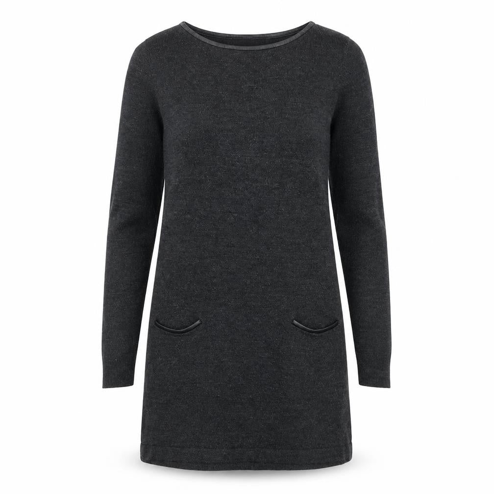 Marks & Spencer Womens Grey Acrylic Jumper Dress Size 8 Round Neck Pullover