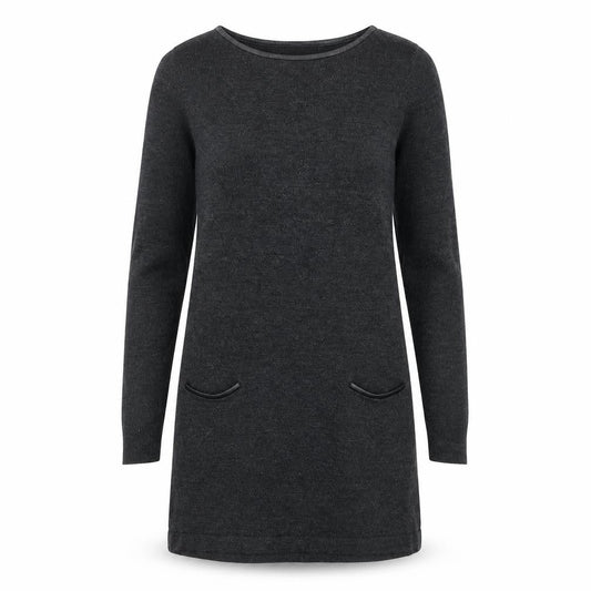 Marks & Spencer Womens Grey Acrylic Jumper Dress Size 8 Round Neck Pullover
