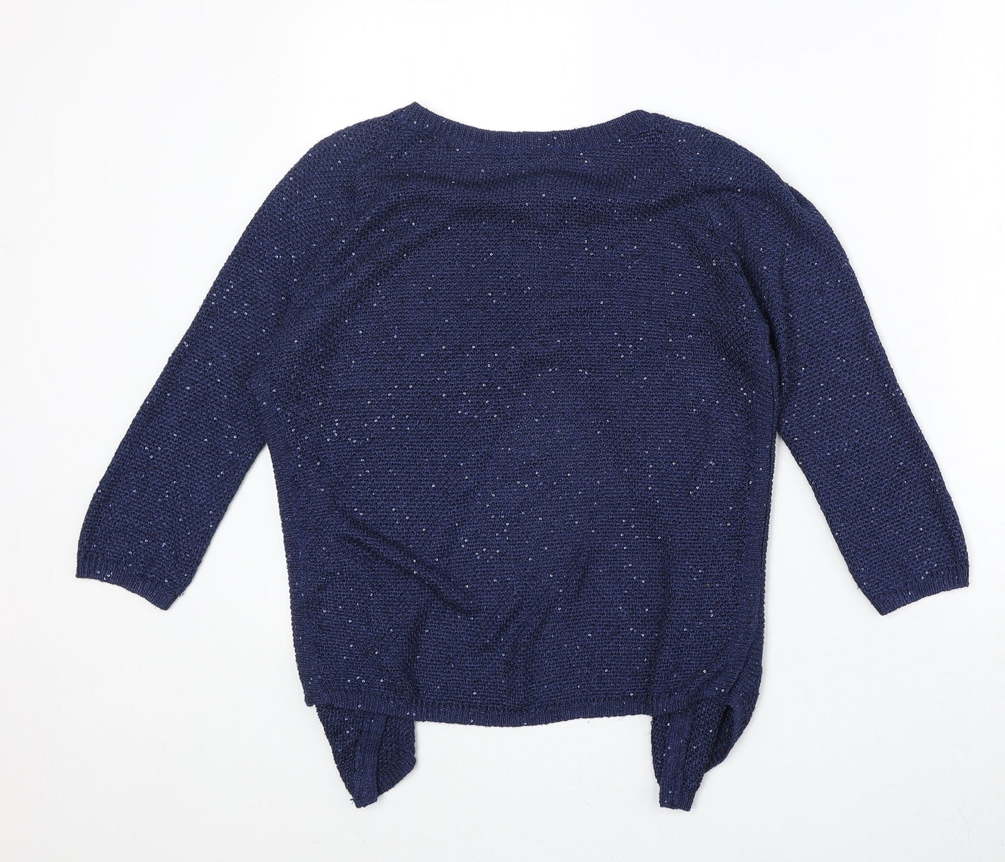 Monsoon Womens Blue Round Neck Polyester Pullover Jumper Size S