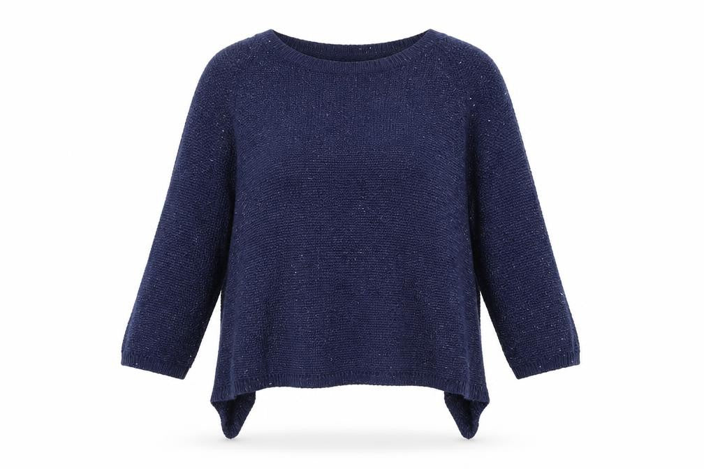 Monsoon Womens Blue Round Neck Polyester Pullover Jumper Size S