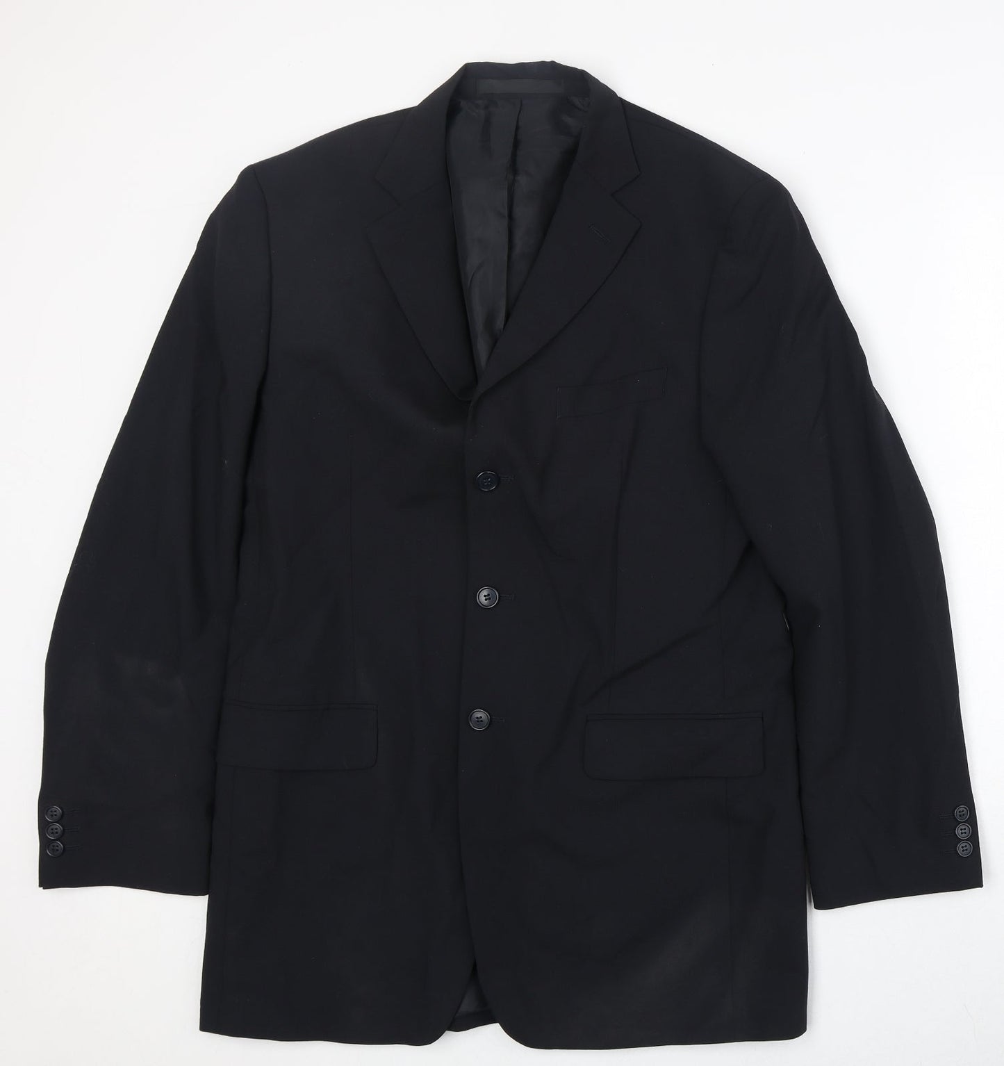 Marks and Spencer Mens Black Polyester Jacket Suit Jacket Size 40 Regular
