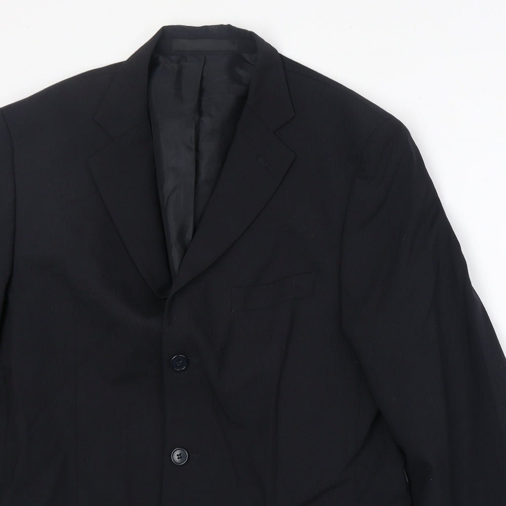 Marks and Spencer Mens Black Polyester Jacket Suit Jacket Size 40 Regular