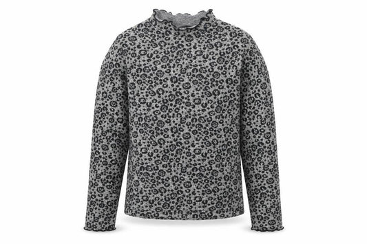 Zara Girls Brown Animal Print Polyester Basic T-Shirt Size 10 Years Mock Neck Pullover - Leopard Print