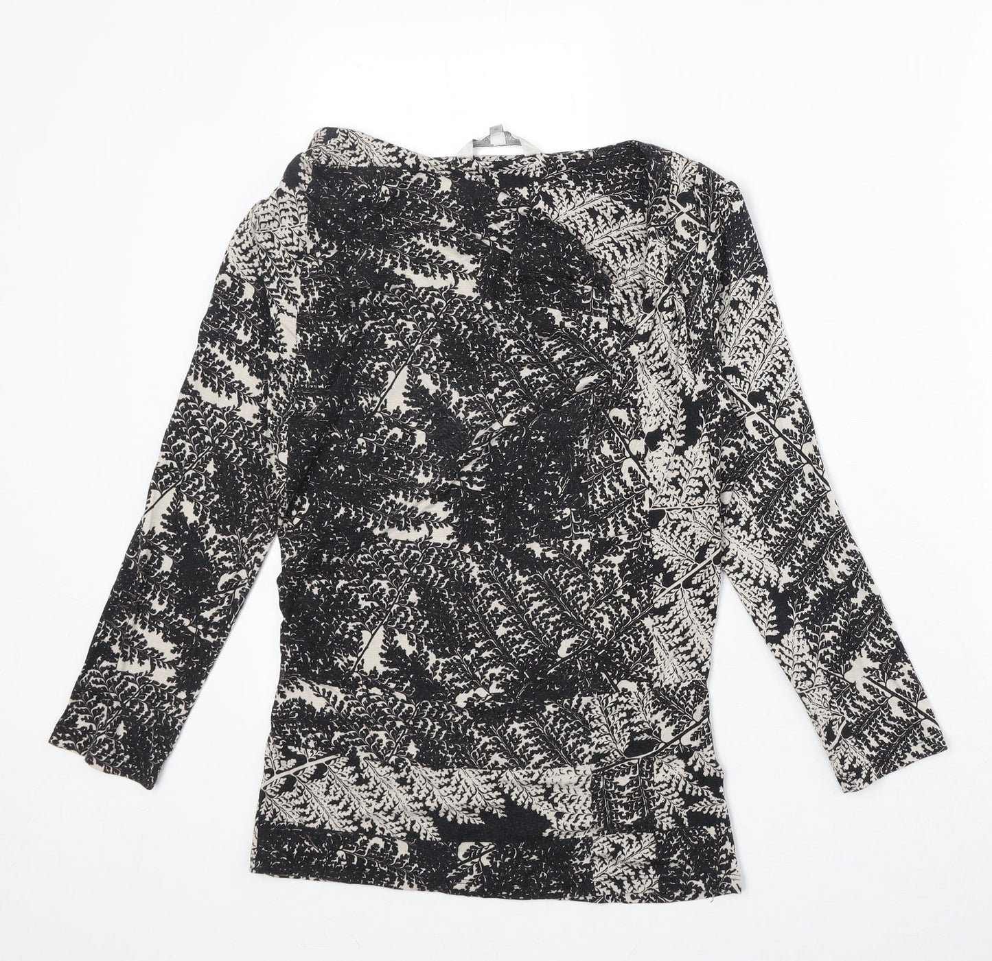 RJR.John Rocha Womens Black Geometric Viscose Basic Blouse Size 8 Round Neck
