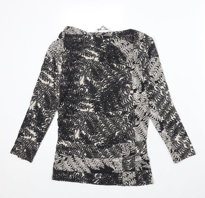 RJR.John Rocha Womens Black Geometric Viscose Basic Blouse Size 8 Round Neck