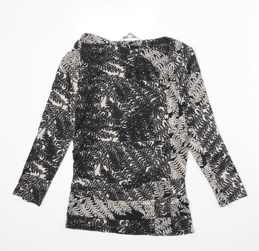 RJR.John Rocha Womens Black Geometric Viscose Basic Blouse Size 8 Round Neck