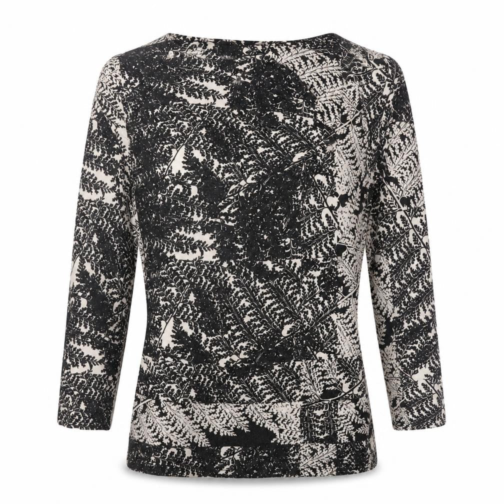 RJR.John Rocha Womens Black Geometric Viscose Basic Blouse Size 8 Round Neck
