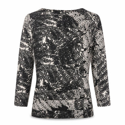 RJR.John Rocha Womens Black Geometric Viscose Basic Blouse Size 8 Round Neck