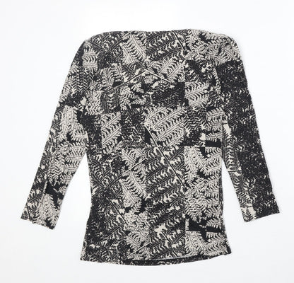 RJR.John Rocha Womens Black Geometric Viscose Basic Blouse Size 8 Round Neck