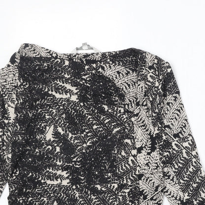 RJR.John Rocha Womens Black Geometric Viscose Basic Blouse Size 8 Round Neck