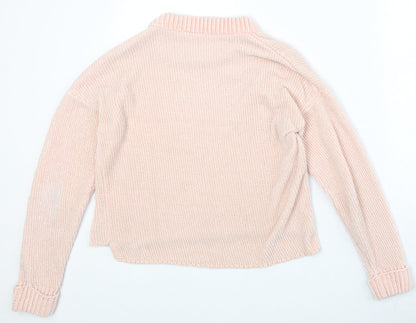 Noisy May Womens Pink Round Neck Polyester Pullover Jumper Size XS