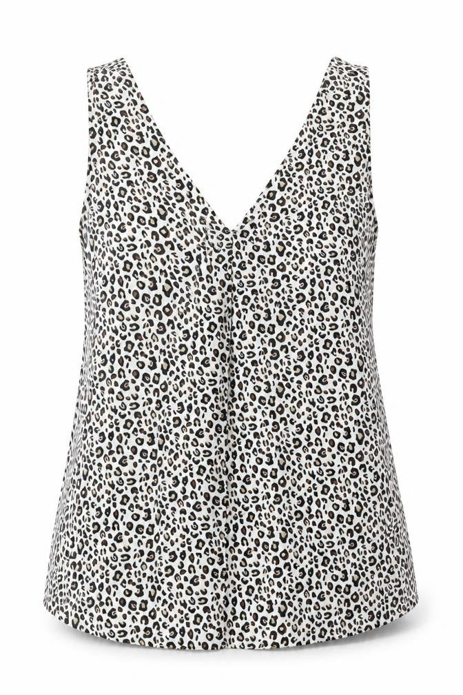 NEXT Womens White Animal Print Polyester Basic Tank Size 10 V-Neck - Leopard Print