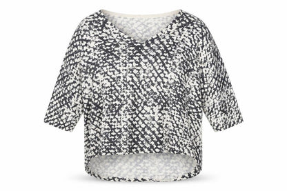 DNKY Womens Beige V-Neck Geometric Viscose Pullover Jumper Size L