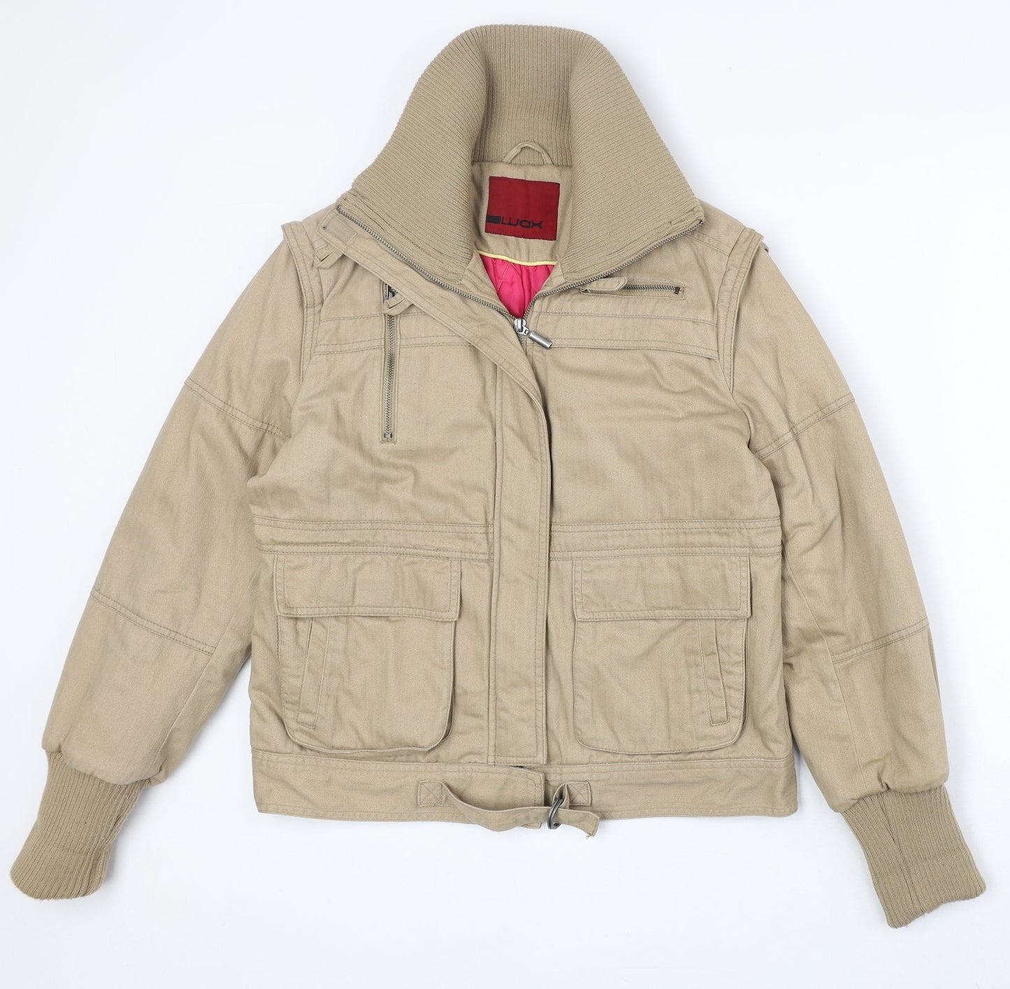 Wax Womens Beige Jacket Size 12 Zip