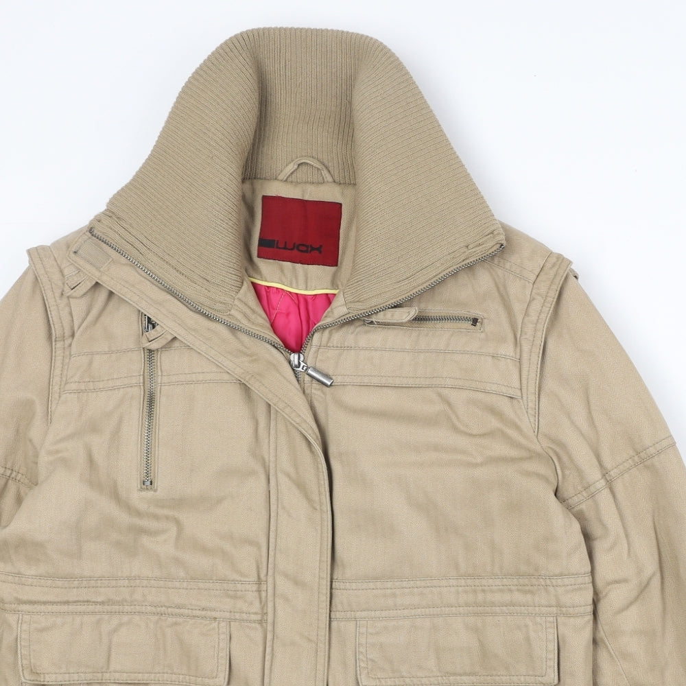 Wax Womens Beige Jacket Size 12 Zip