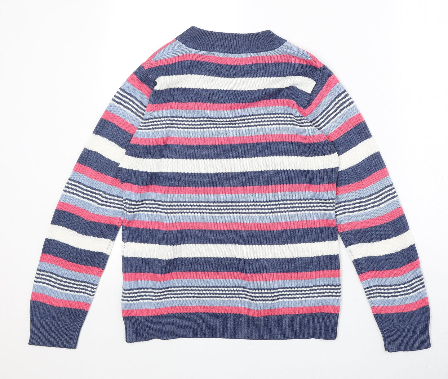 EWM Womens Multicoloured V-Neck Striped Acrylic Pullover Jumper Size S