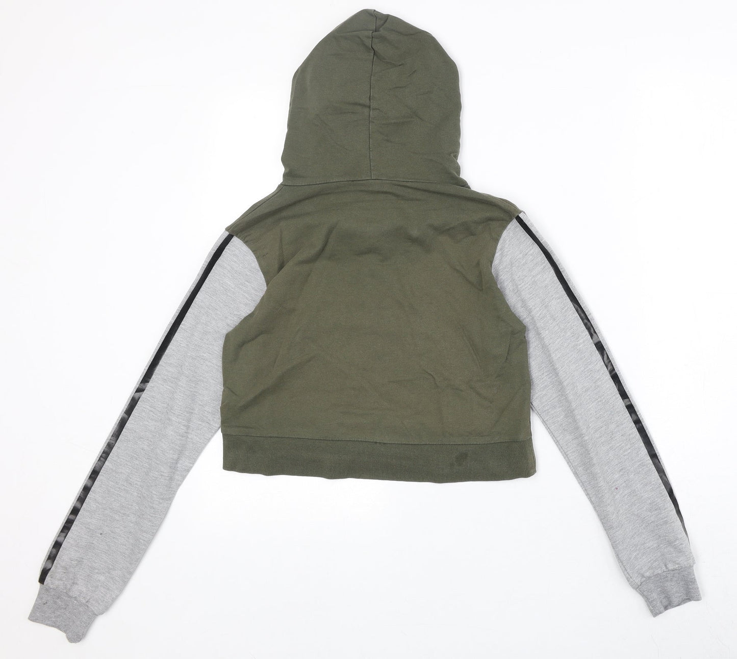 Select Womens Green Colourblock Cotton Pullover Hoodie Size 6 Pullover - Obsessed