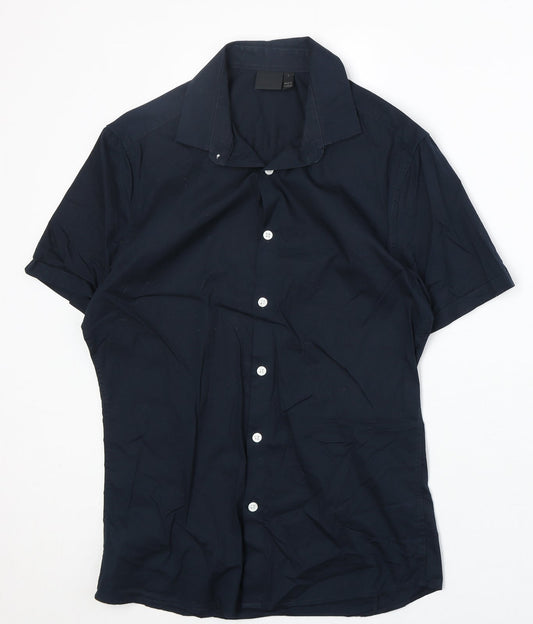 ASOS Mens Blue Cotton Button-Up Size S Collared Button