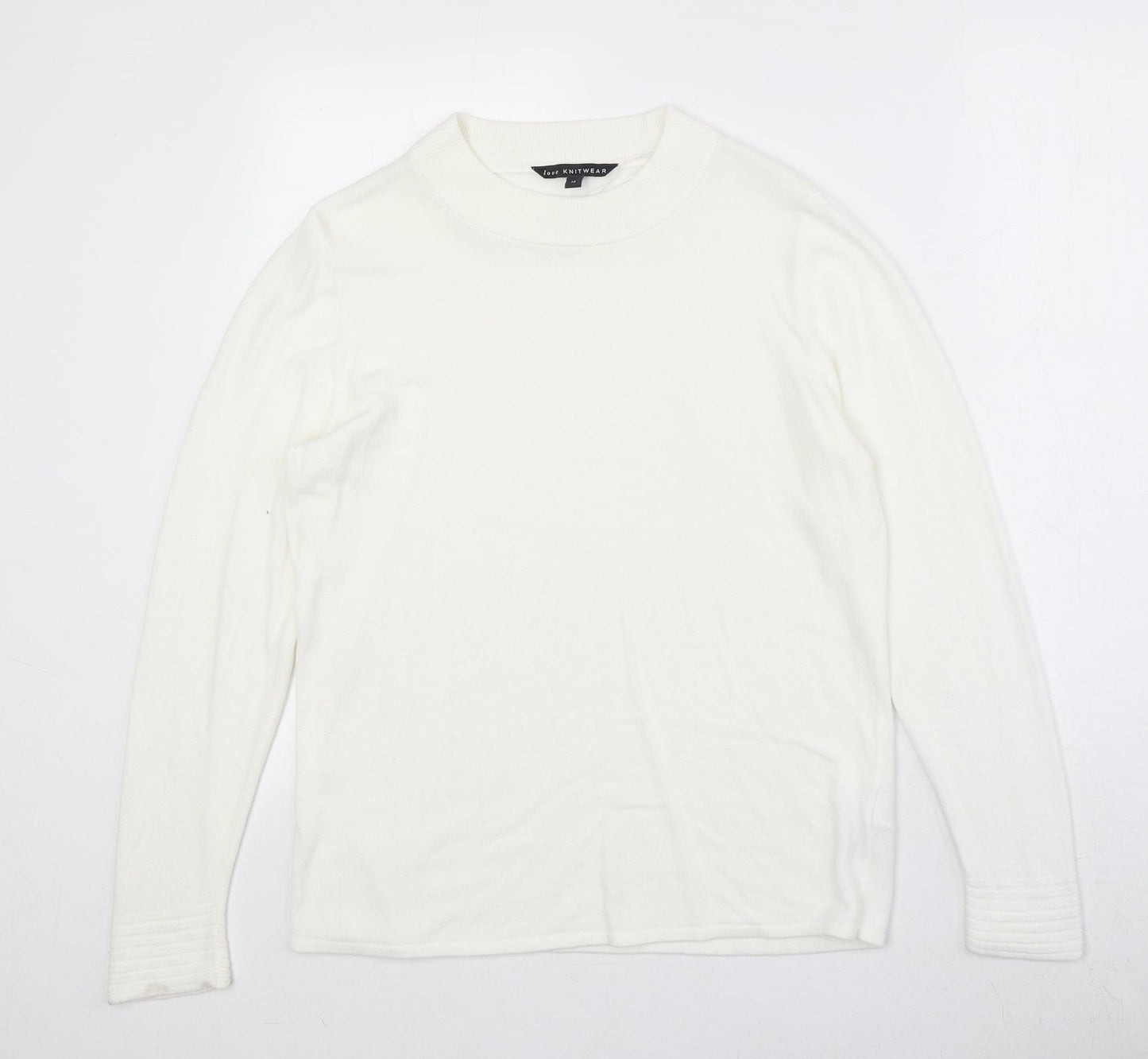 Bonmarché Womens Ivory Round Neck Acrylic Pullover Jumper Size 14