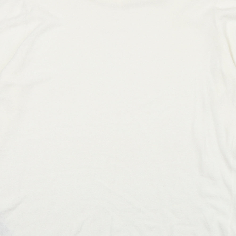 Bonmarché Womens Ivory Round Neck Acrylic Pullover Jumper Size 14
