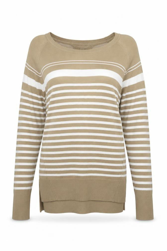 NEXT Womens Brown Boat Neck Striped Viscose Pullover Jumper Size 8