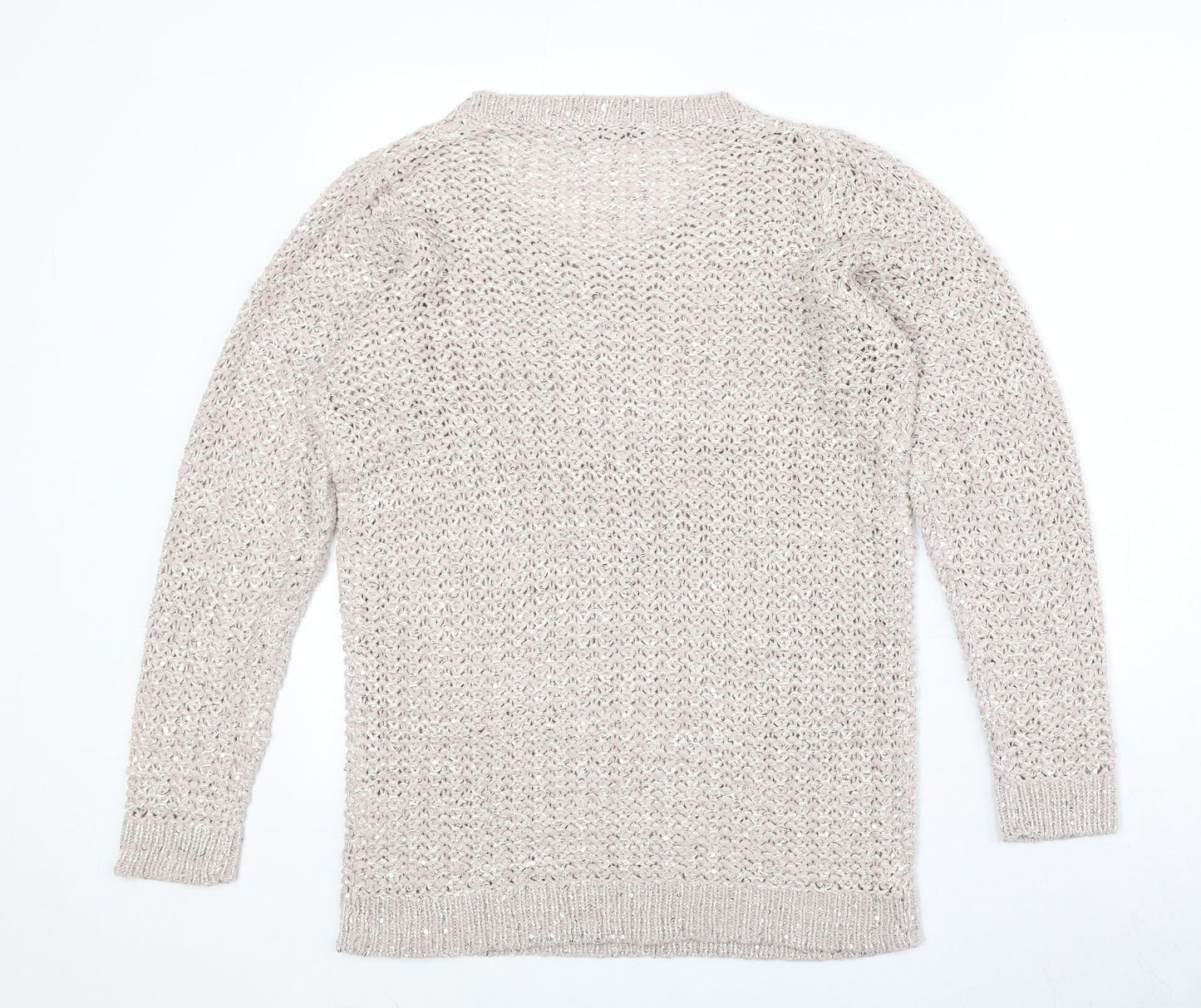 EWM Womens Pink Round Neck Acrylic Pullover Jumper Size M