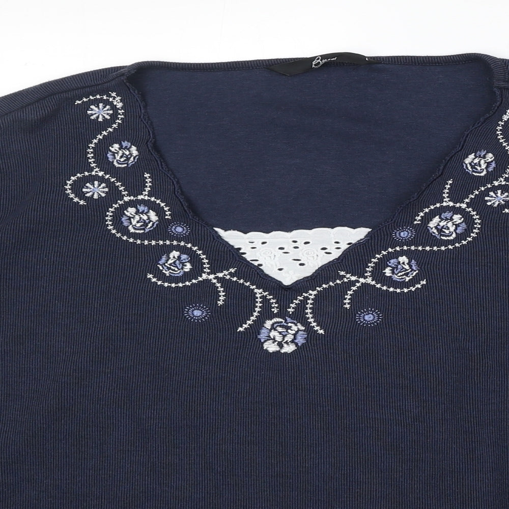 Bonmarché Womens Blue V-Neck Polyester Pullover Jumper Size L