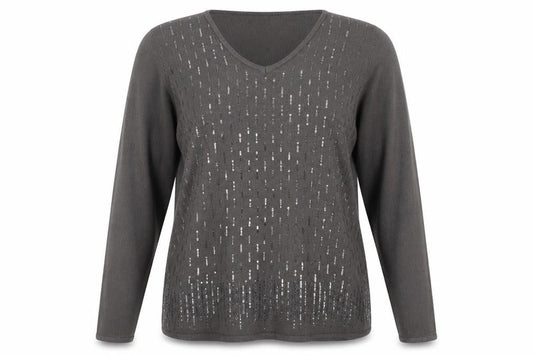 Damart Womens Brown V-Neck Acrylic Pullover Jumper Size 14 - Size 14-16