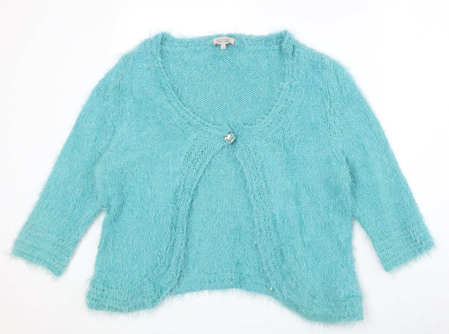Marks and Spencer Womens Blue Scoop Neck Nylon Cardigan Jumper Size L