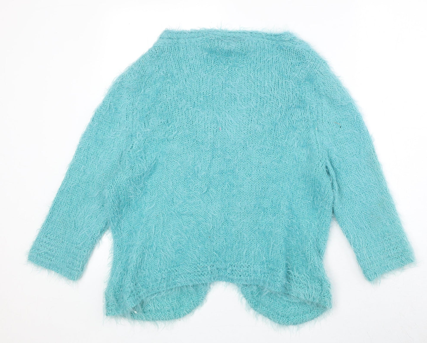 Marks and Spencer Womens Blue Scoop Neck Nylon Cardigan Jumper Size L