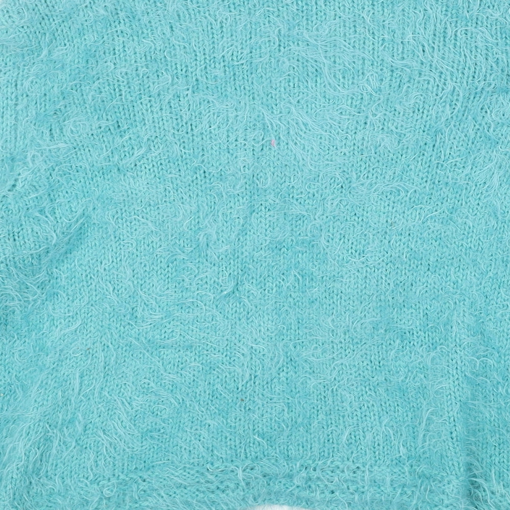Marks and Spencer Womens Blue Scoop Neck Nylon Cardigan Jumper Size L