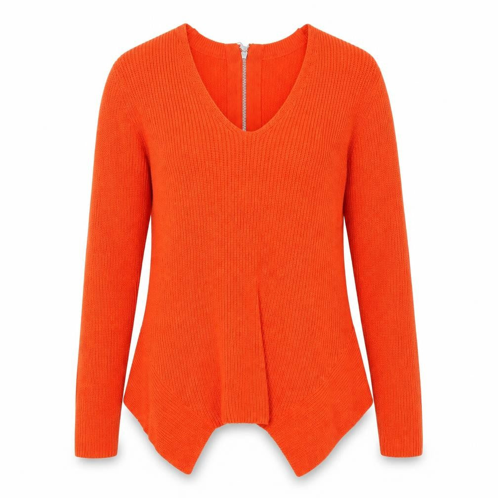 NEXT Womens Orange V-Neck 100% Cotton Pullover Jumper Size 8