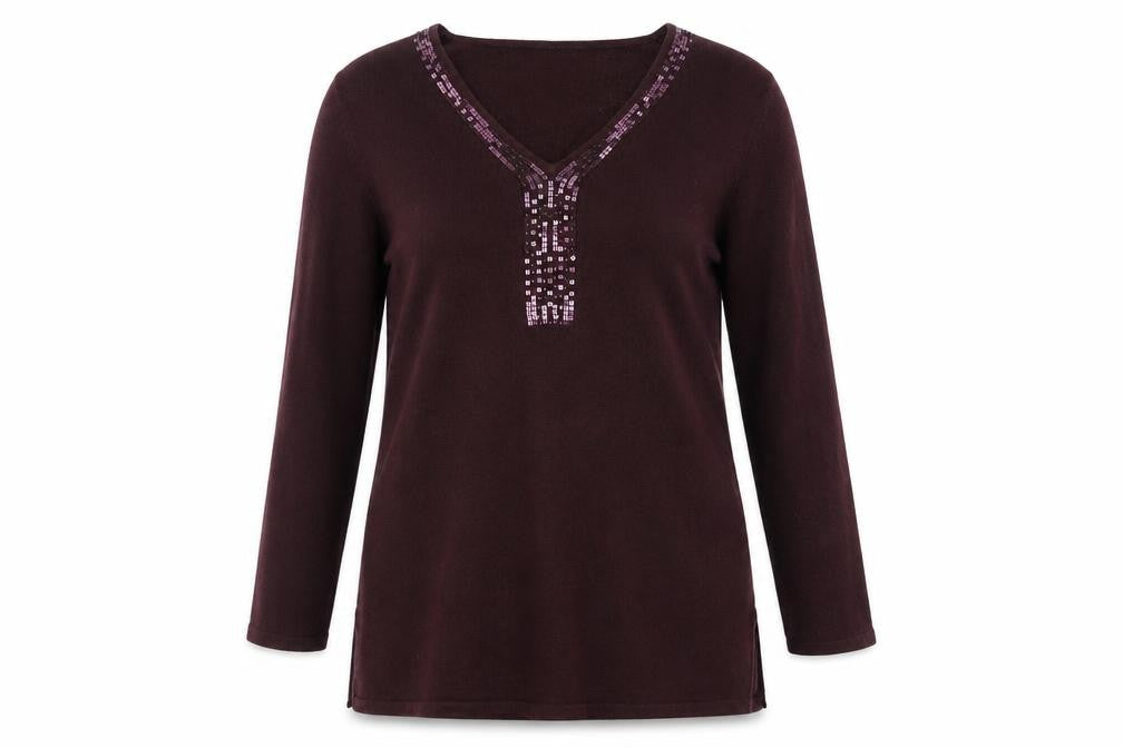 BHS Womens Purple V-Neck Acrylic Pullover Jumper Size M