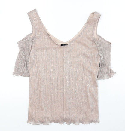Roman Womens Pink Polyester Basic Tank Size 10 V-Neck - Cold Shoulder