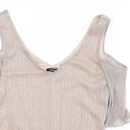 Roman Womens Pink Polyester Basic Tank Size 10 V-Neck - Cold Shoulder