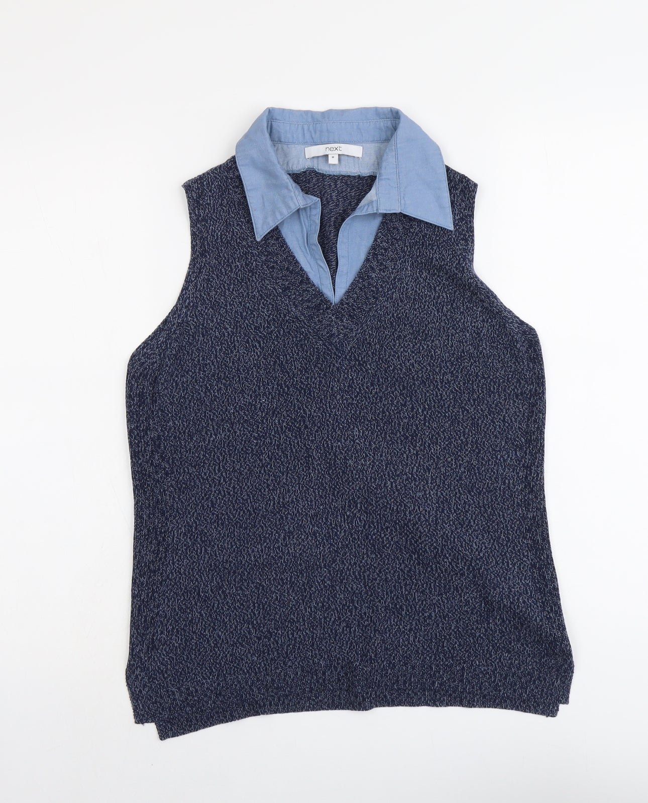 NEXT Womens Blue Acrylic Basic Tank Size M Collared