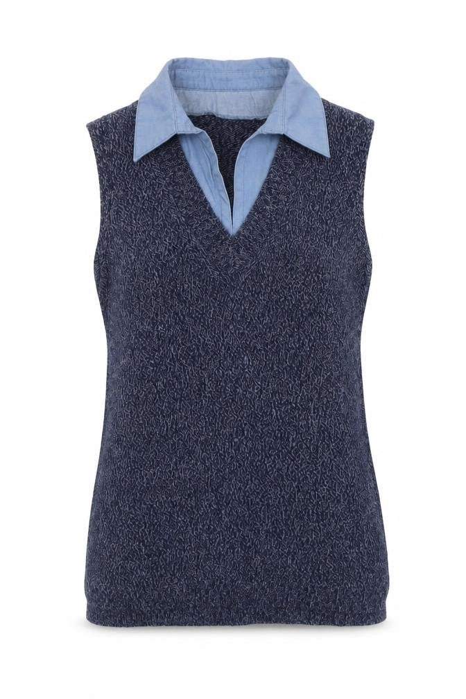 NEXT Womens Blue Acrylic Basic Tank Size M Collared