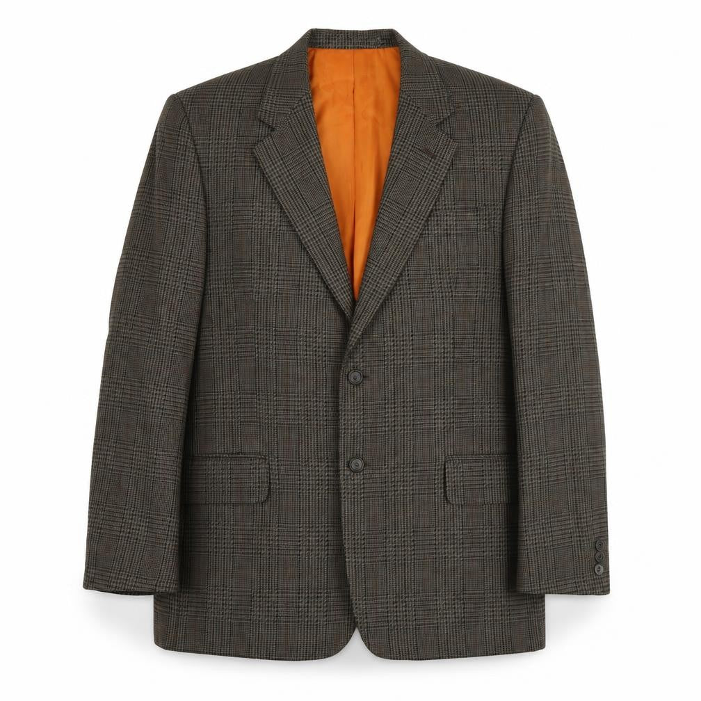 Berkertex Mens Green Houndstooth Polyester Jacket Suit Jacket Size XL Regular