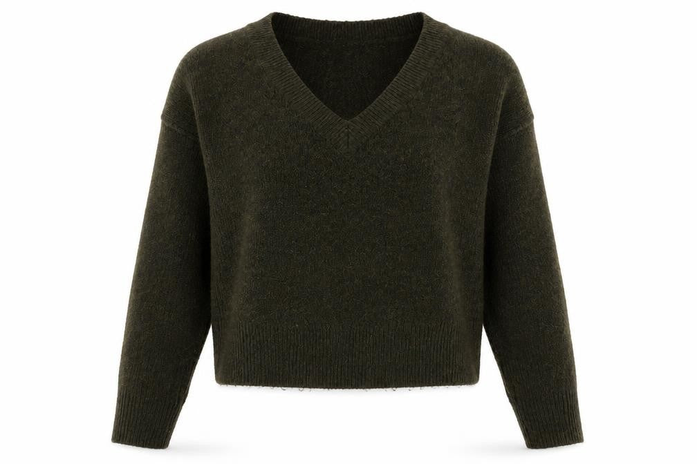 Topshop Womens Green V-Neck Acrylic Pullover Jumper Size 6